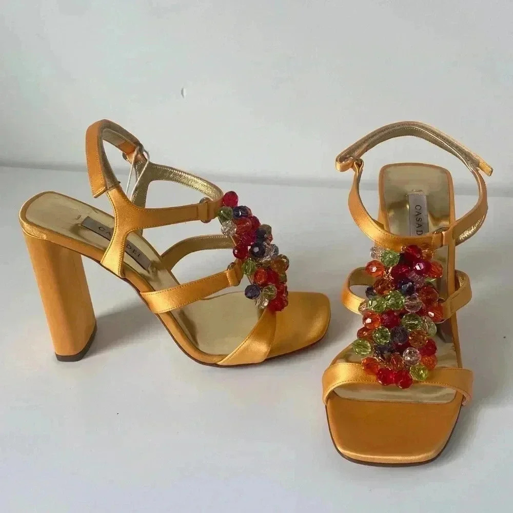 Casadei Daytime Satin Heels NWOT in Size 6.5